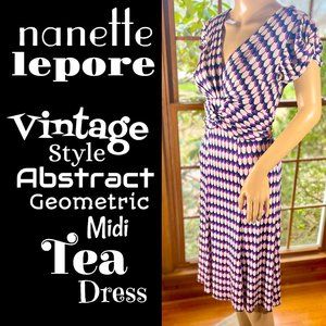 ⭐️HP⭐️NANETTE LEPORE▪️Retro Abstract Tea Midi Dress